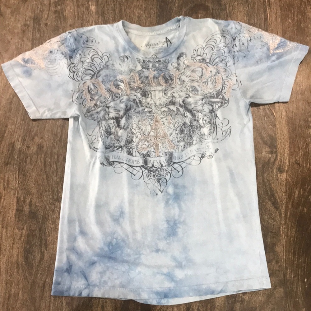 Aqua | Mens Graphic Tye Dye Short Sleeve Tee, Medium, Blue